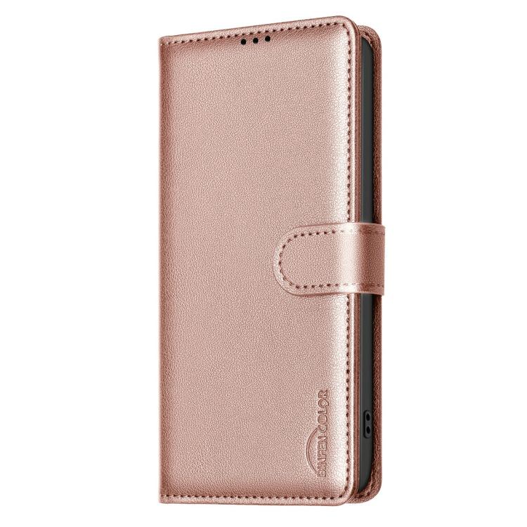 Funda de cuero antirrobo RFID con textura Litchi para Infinix Smart 10 4G (dorada)