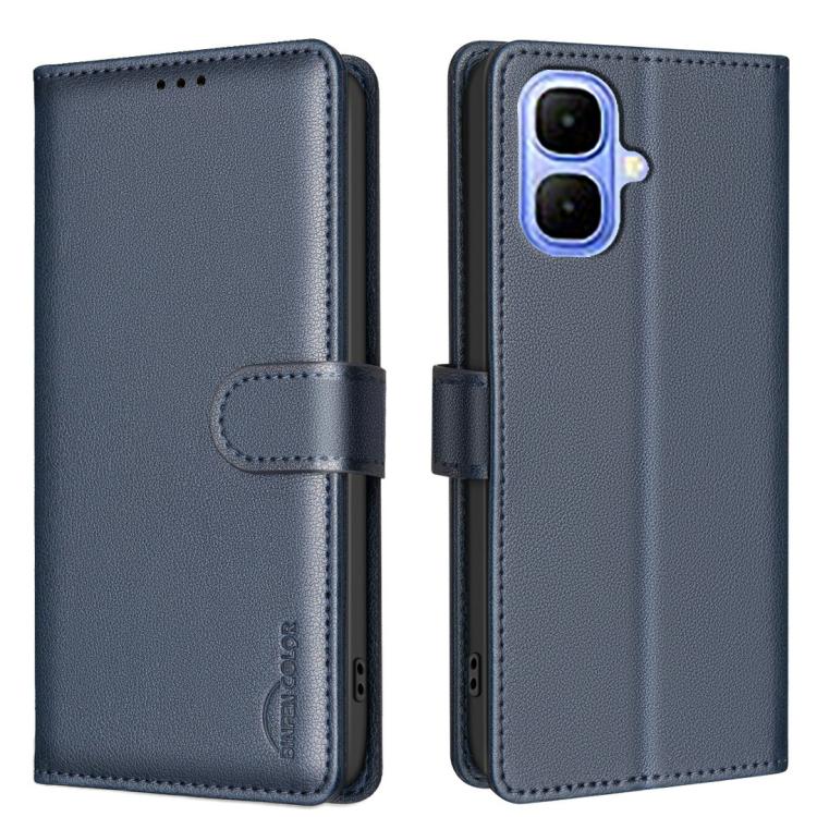 Funda de cuero antirrobo RFID con textura Litchi para Infinix Smart 10 4G (azul)