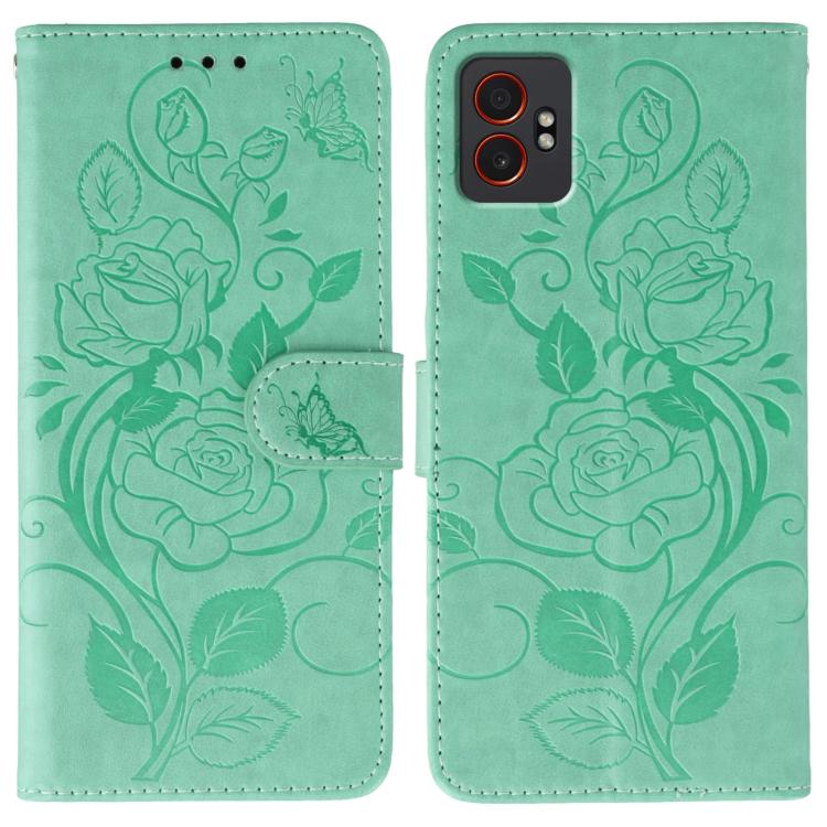 Funda de piel con relieve de mariposa rosa para Samsung Galaxy XCover7 Pro (verde)