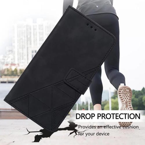 Funda de cuero con tapa y relieve 3D para TCL 605/60 SE (negra)