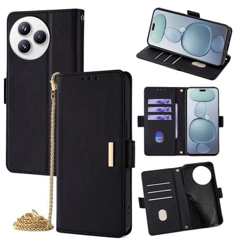 Funda de cuero con cadena cruzada para Xiaomi Civi 5 Pro 5G (negra)