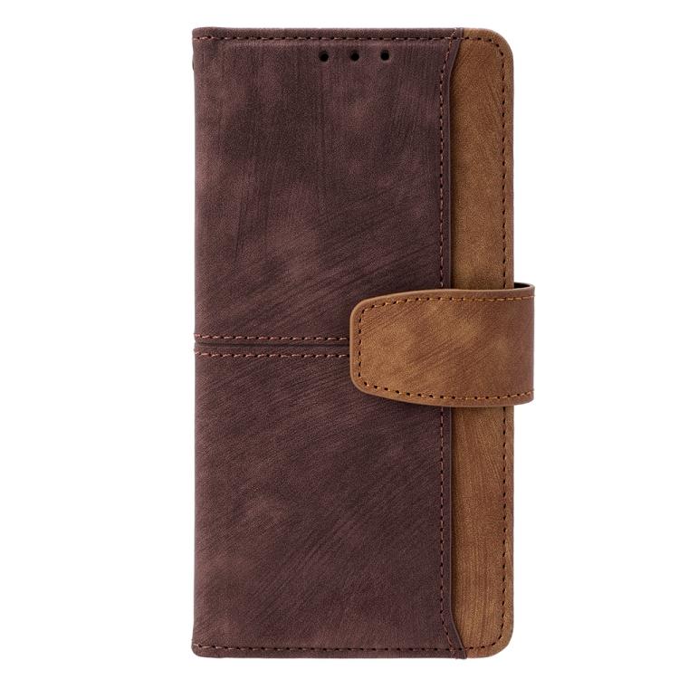 Funda de cuero con costuras de color y bloqueo RFID para Xiaomi 14 Ultra (marrón)