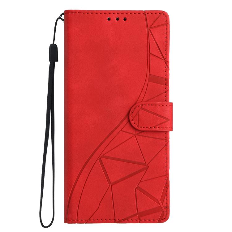 Funda de cuero con relieve de triángulos para Redmi A5 4G (173,3 mm) (roja)
