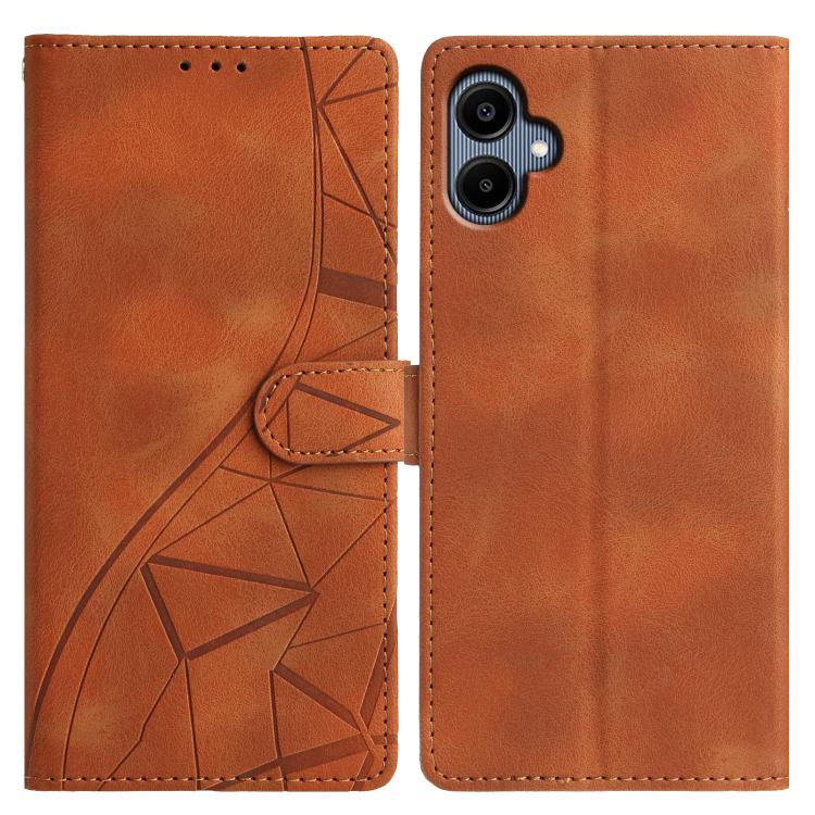 Funda de cuero con relieve de triángulos para Samsung Galaxy A07 (marrón)