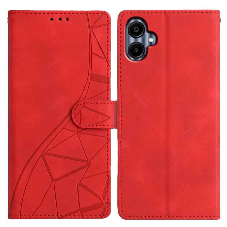 Funda de cuero con relieve de triángulos para Samsung Galaxy A07 (roja)