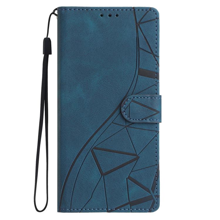 Funda de cuero con relieve de triángulos para Samsung Galaxy A17 (azul)