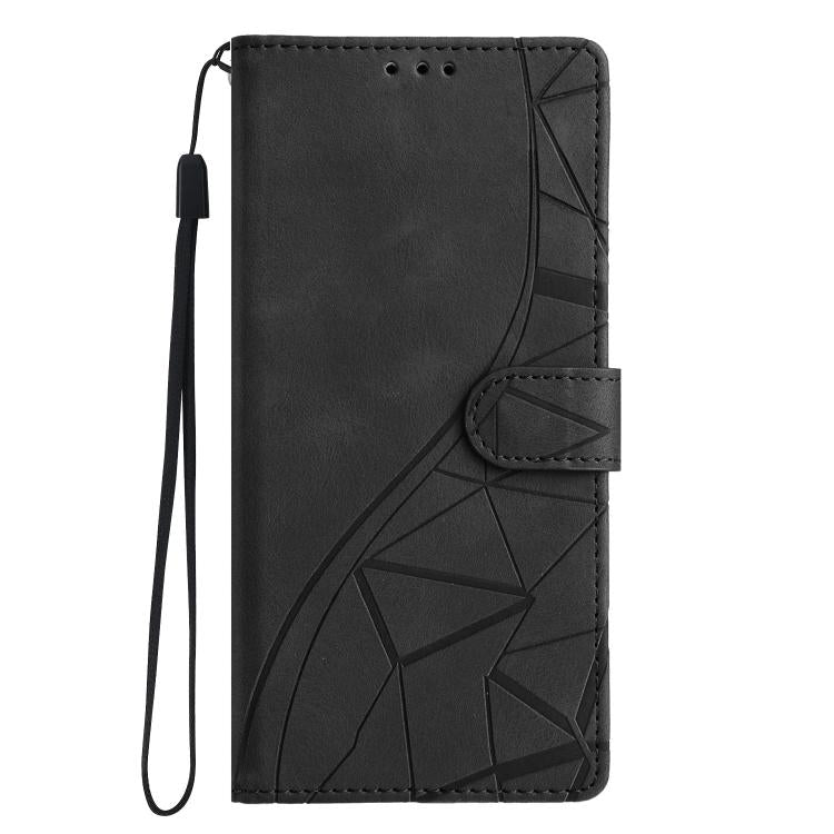 Funda de cuero con relieve de triángulos para Samsung Galaxy A17 (negra)