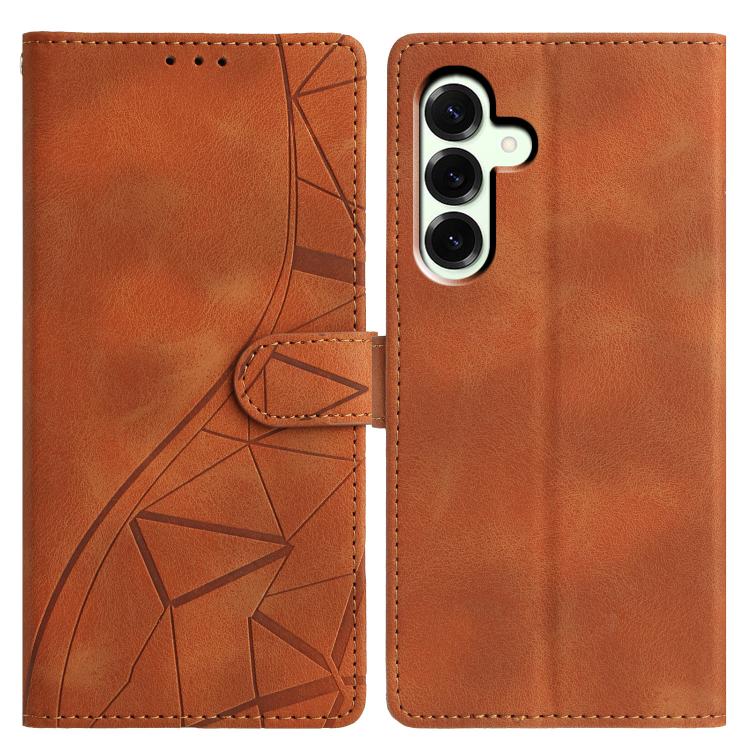 Funda de cuero con relieve de triángulos para Samsung Galaxy A17 (marrón)