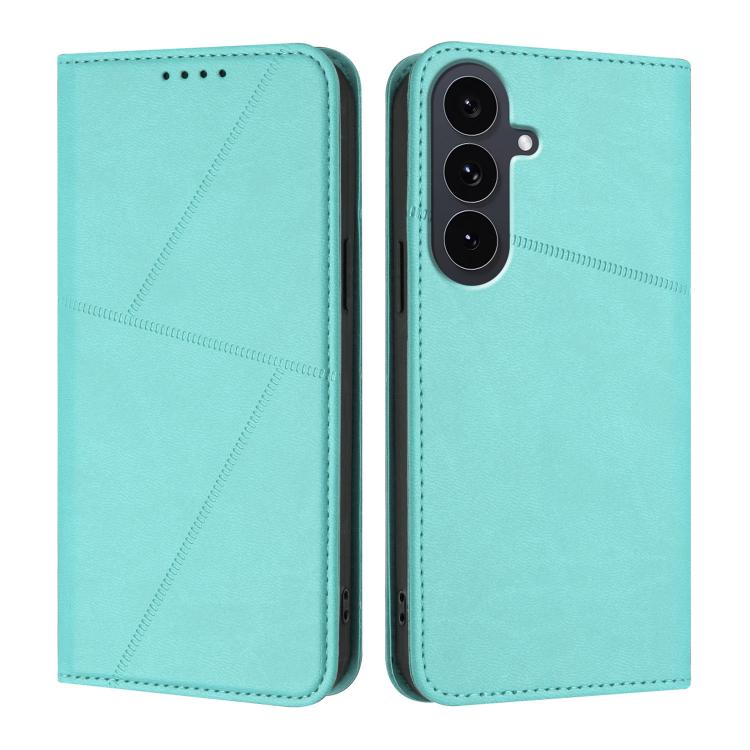 Funda de cuero con tapa magnética resistente y esmerilada para Samsung Galaxy S25 FE 5G (azul claro)