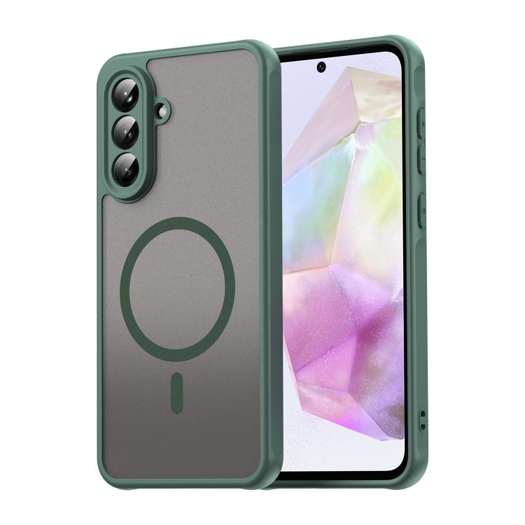 Funda híbrida de TPU y PC esmerilada Magsafe para Samsung Galaxy A56 5G (verde)