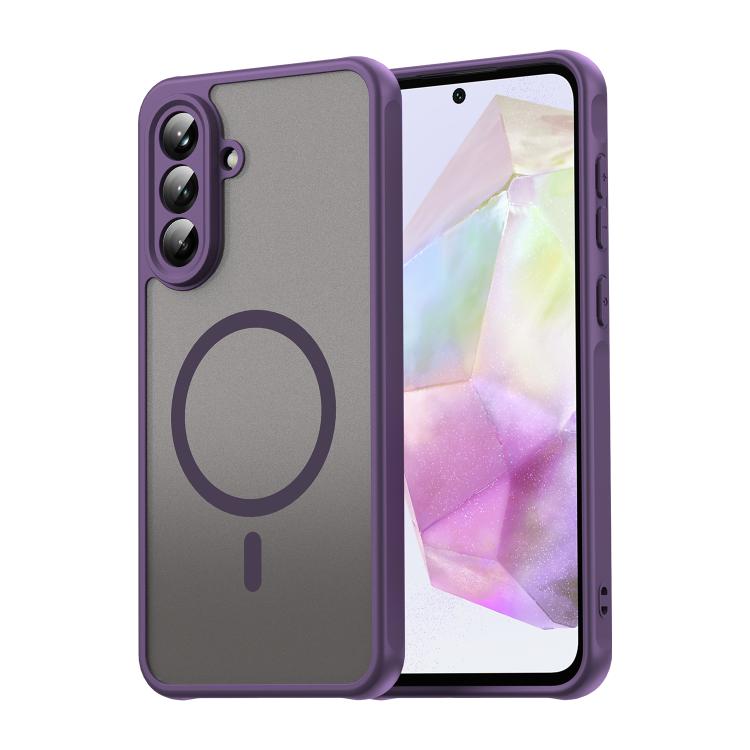 Funda híbrida de TPU y PC esmerilada Magsafe para Samsung Galaxy A56 5G (morada)