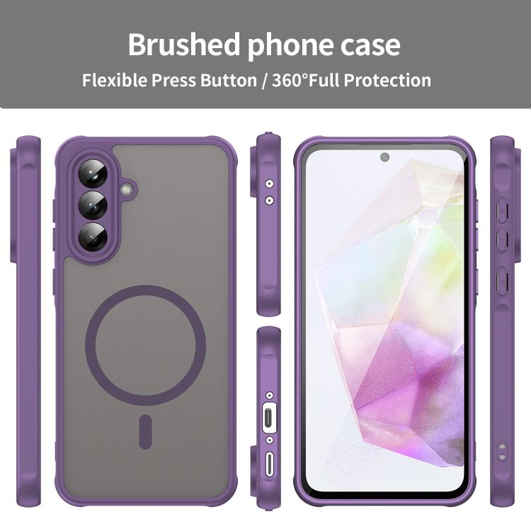 Funda híbrida de TPU y PC esmerilada Magsafe para Samsung Galaxy A56 5G (morada)