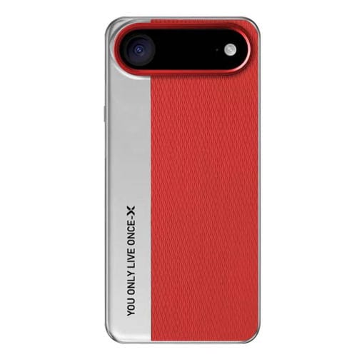Funda de cuero para iPhone 17 Air con diseño de cámara y textura de diamante (roja)