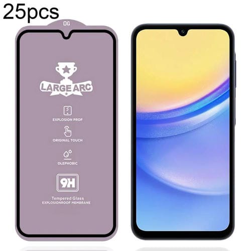PelĂcula de vidrio templado de arco grande de aluminio de alta resistencia, 25 unidades, 9H, 0,4 mm, para Samsung Galaxy A15 4G