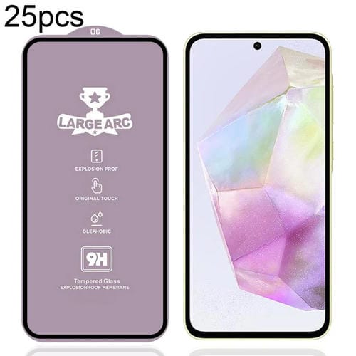 PelĂcula de vidrio templado de arco grande de aluminio de alta resistencia, 25 unidades, 9H, 0,4 mm, para Samsung Galaxy A35 5G