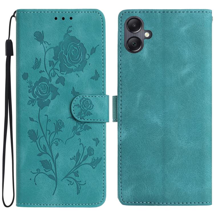 Funda de cuero con estampado floral en relieve para Samsung Galaxy A07 (verde)