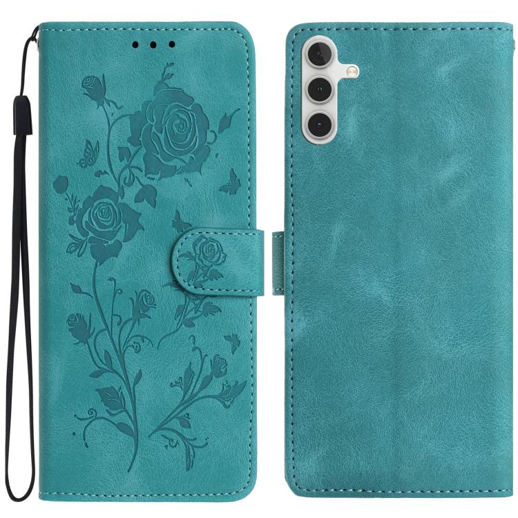 Funda de piel con estampado floral en relieve para Samsung Galaxy A34 (verde)