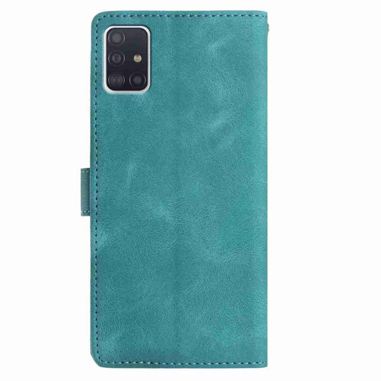 Funda de piel con estampado floral en relieve para Samsung Galaxy A51 (verde)