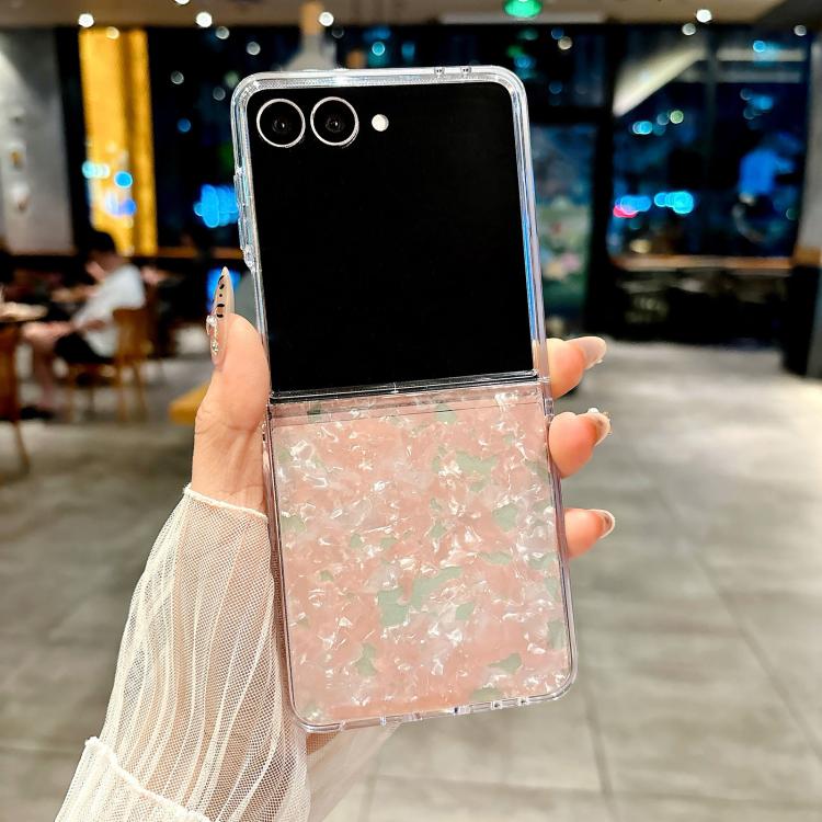 Funda con textura perlada para Samsung Galaxy Z Flip7 (rosa y verde)