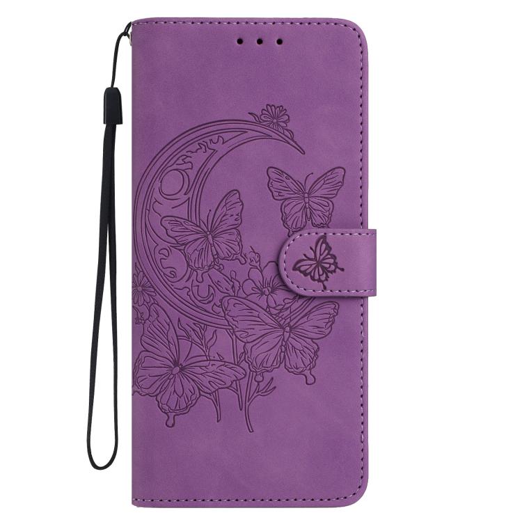 Funda de cuero con relieve y diseño de mariposas para Samsung Galaxy A17 5G (morado)