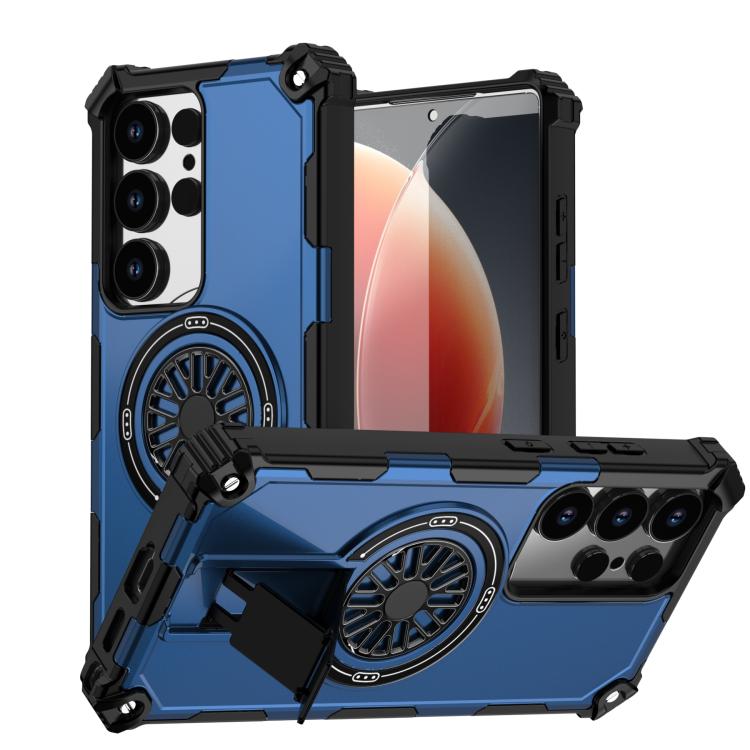 Funda MagSafe para Samsung Galaxy S25 Ultra 5G, a prueba de golpes, con soporte metálico y eje (azul)