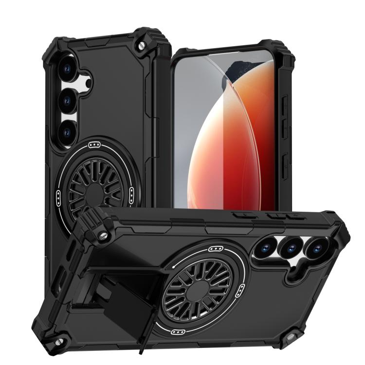 Funda MagSafe para Samsung Galaxy S24 5G con soporte metálico y protección contra golpes (negro)