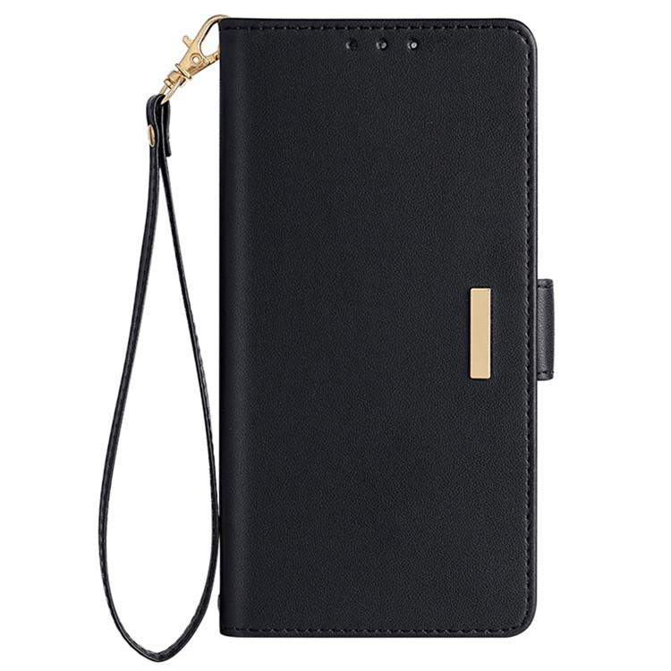 Funda de cuero con cadena cruzada para Redmi A5 4G (171,7 mm) (negro)