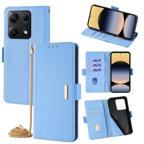 Funda de cuero con cadena cruzada para Redmi Note 14S 4G (azul)
