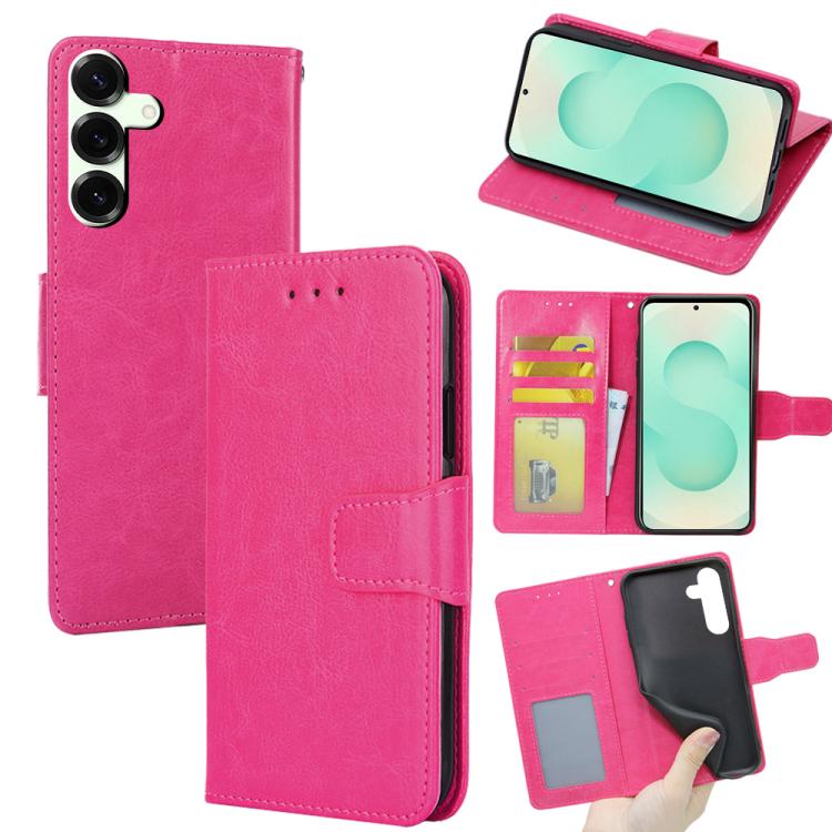 Funda de cuero con textura de cristal para Samsung Galaxy S25+ 5G (rosa)