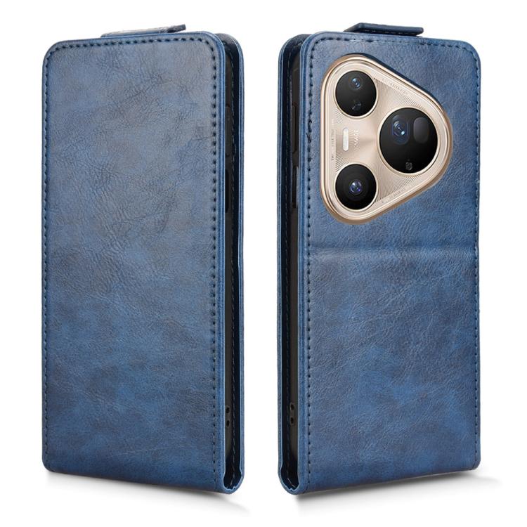 Funda magnética de cuero con tapa vertical y hebilla para Huawei Pura 80 Ultra 5G (azul)