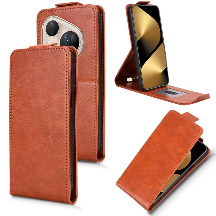Funda magnética de cuero con tapa vertical y hebilla para Huawei Pura 80 Ultra 5G (marrón)