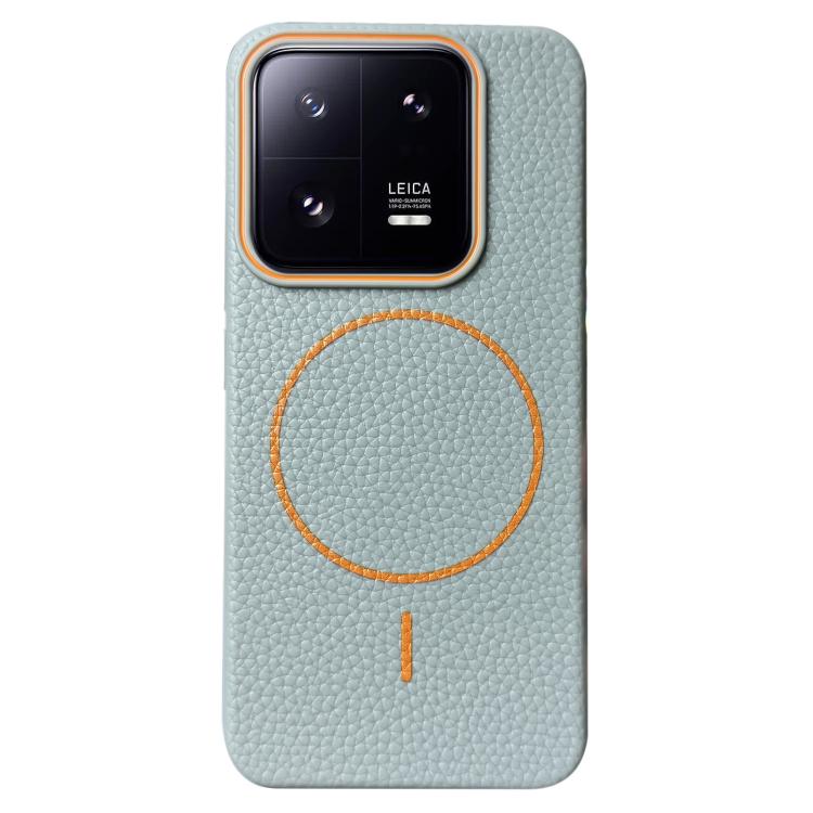Funda de TPU con diseño de círculo fino MagSafe Litchi Grain para Xiaomi 13 (azul y naranja)