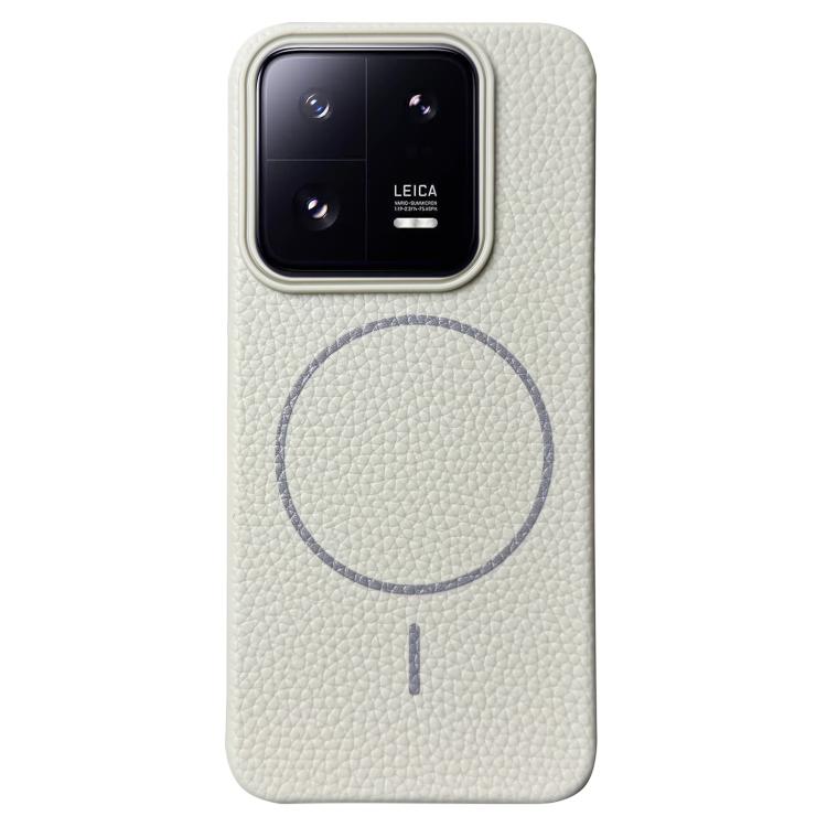 Funda de TPU con diseño de círculo fino MagSafe Litchi Grain para Xiaomi 13 (blanco y gris)