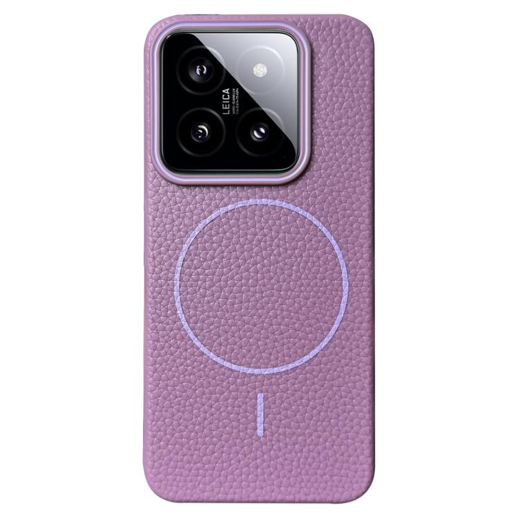 Funda de TPU con diseño de círculo fino MagSafe Litchi Grain para Xiaomi 14 Pro (morado atardecer)