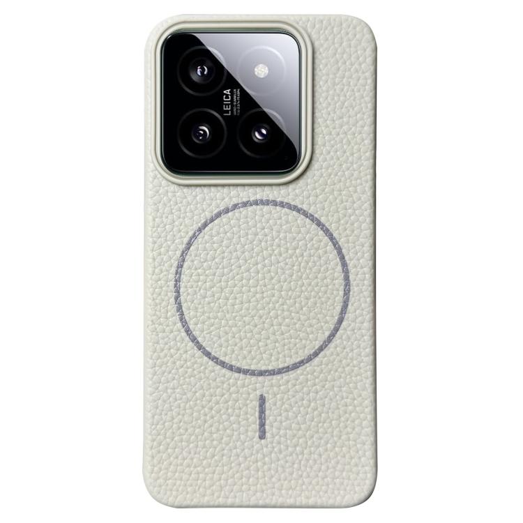 Funda de TPU con diseño de círculo fino MagSafe Litchi Grain para Xiaomi 14 Pro (blanco y gris)