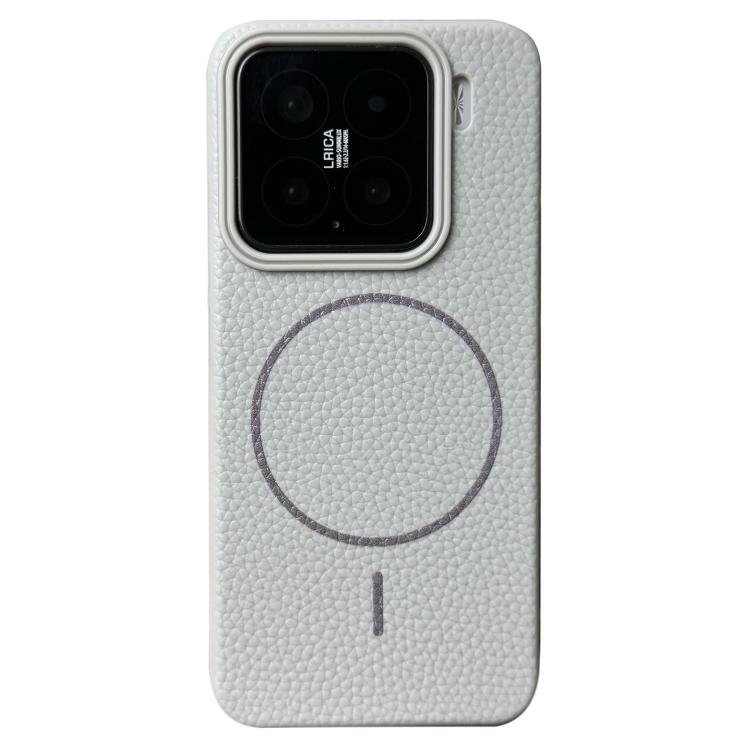 Funda de TPU con diseño de círculo fino MagSafe Litchi Grain para Xiaomi 15 Pro (gris titanio)