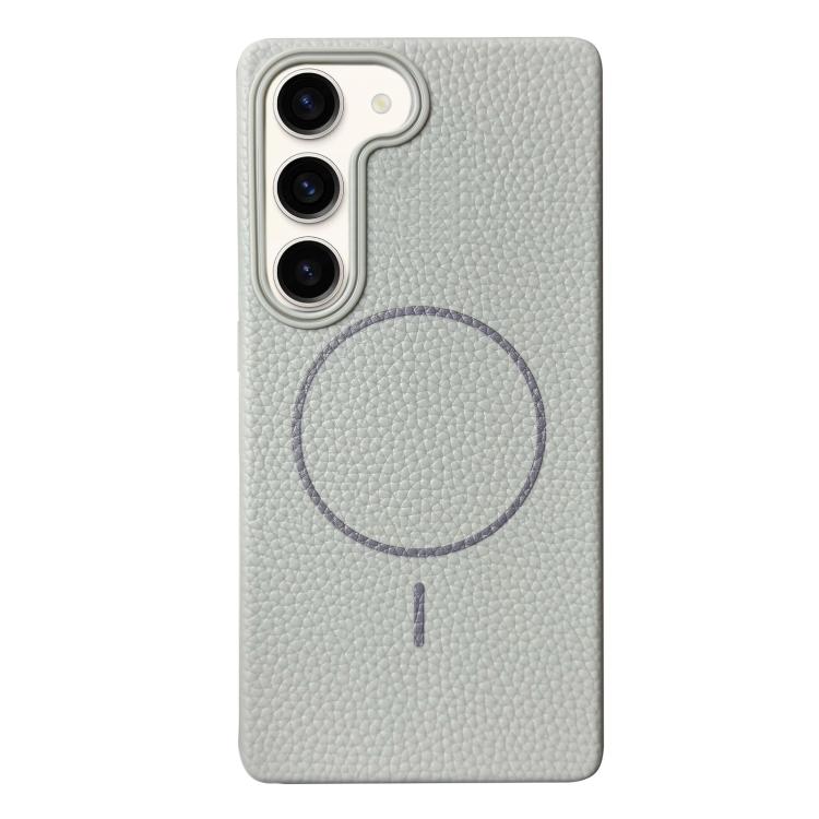 Funda de TPU con textura de lichi MagSafe para Samsung Galaxy S22 5G (gris titanio)