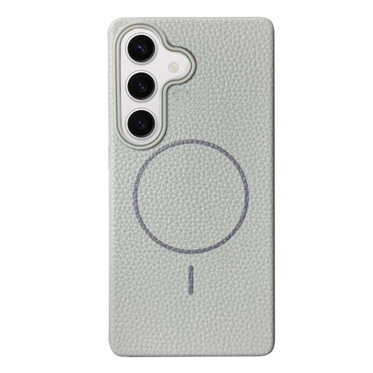 Funda de TPU con textura de lichi MagSafe para Samsung Galaxy S23 FE 5G (gris titanio)