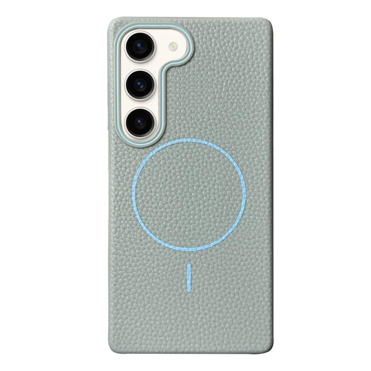 Funda de TPU con textura de lichi MagSafe para Samsung Galaxy S23+ 5G (azul claro)