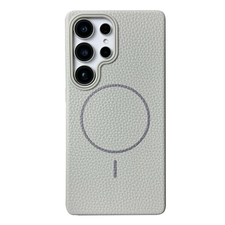 Funda de TPU con textura de lichi MagSafe para Samsung Galaxy S23 Ultra 5G (gris titanio)