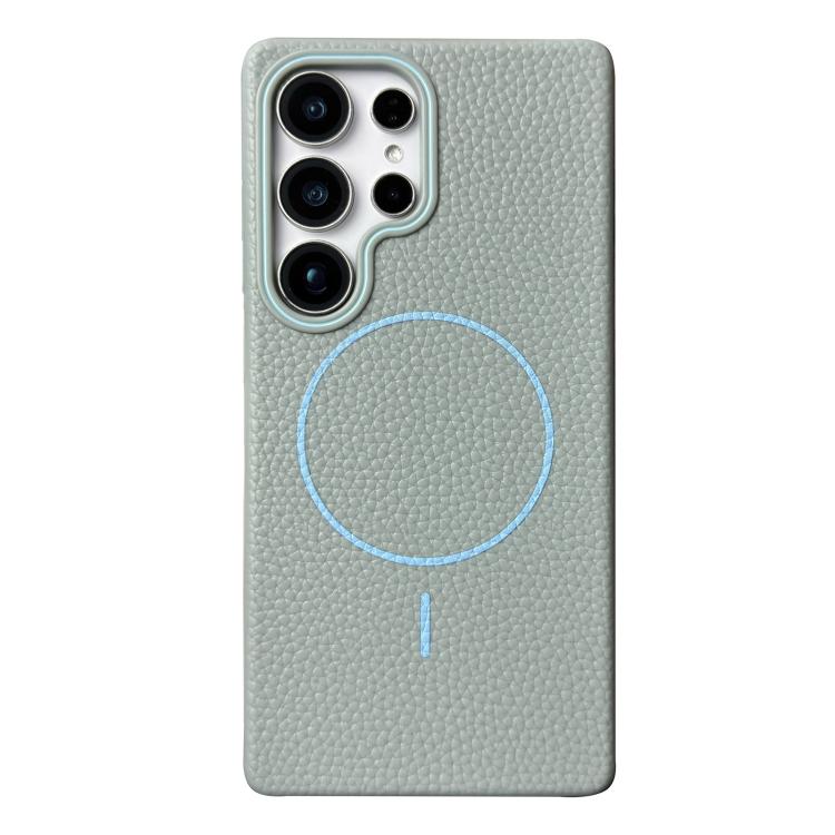 Funda de TPU con textura de lichi MagSafe para Samsung Galaxy S24 Ultra 5G (azul claro)