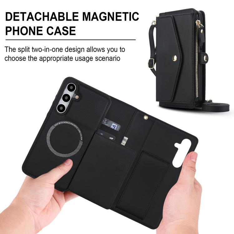 Funda de cuero desmontable con cordón para Samsung Galaxy S24+ 5G (negro)