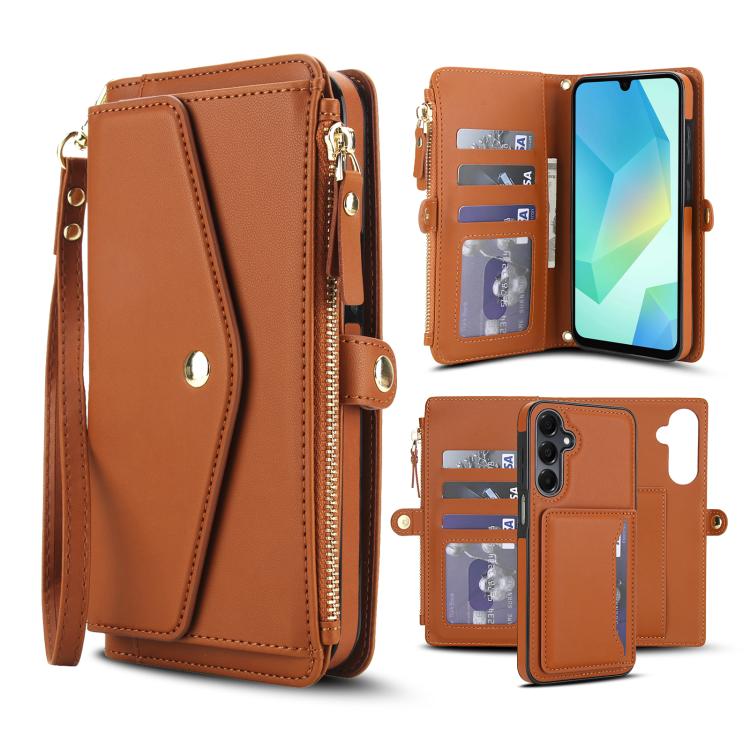 Funda de cuero desmontable con cordón para Samsung Galaxy S23+ 5G (marrón)