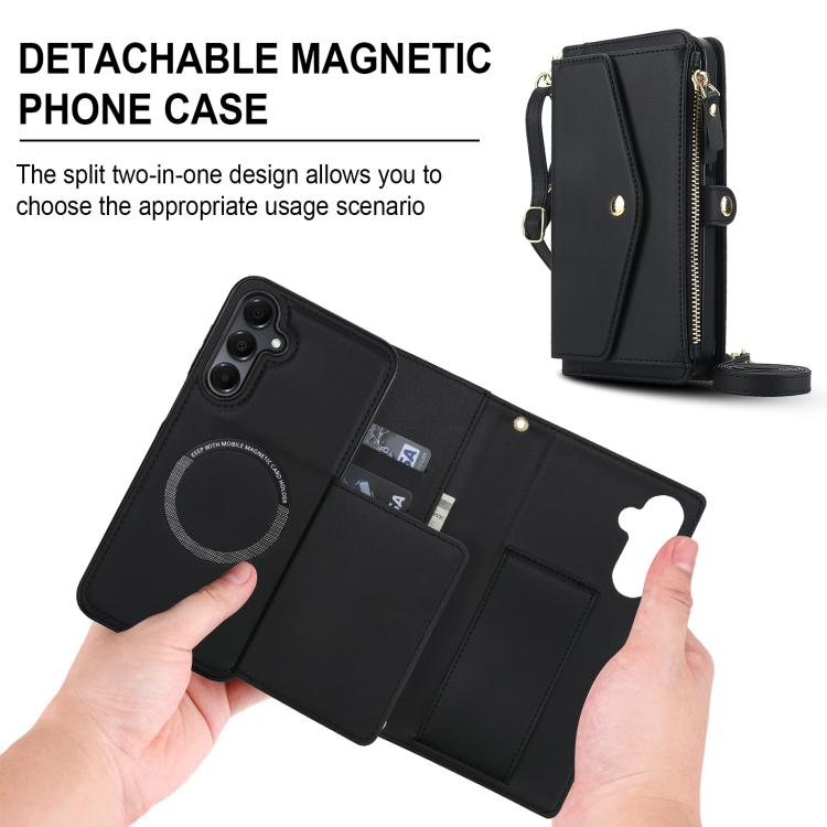 Funda de cuero desmontable con cordón para Samsung Galaxy S23 5G (negro)