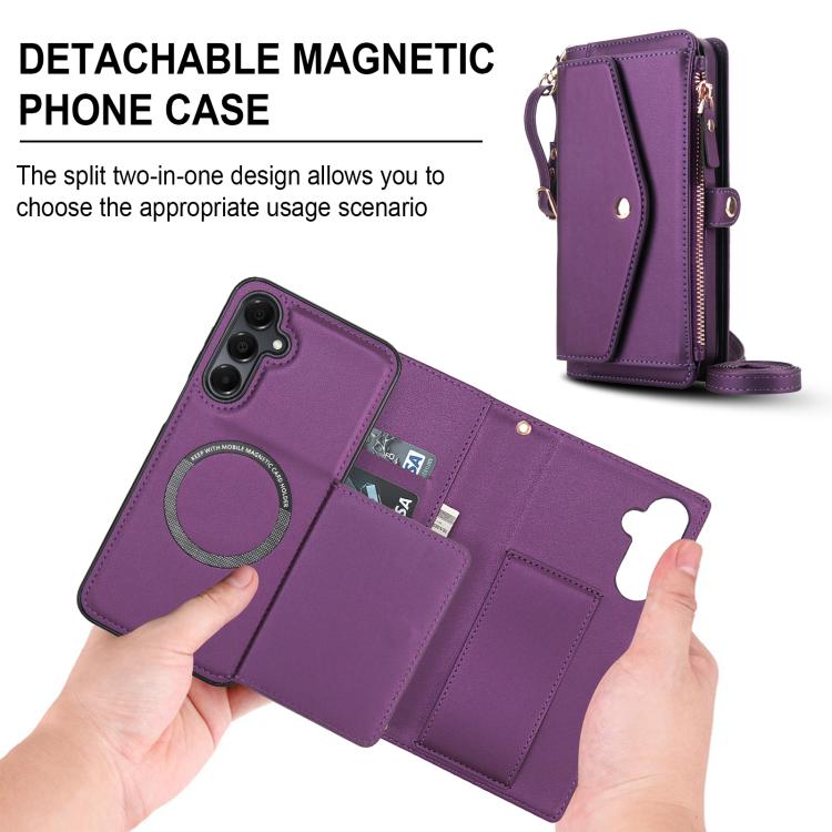 Funda de cuero desmontable con cordón para Samsung Galaxy S23 5G (morado oscuro)