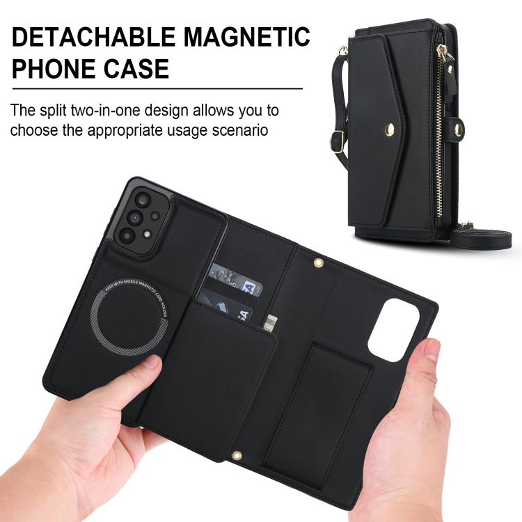 Funda de cuero desmontable con cordón para Samsung Galaxy A53 5G (negro)