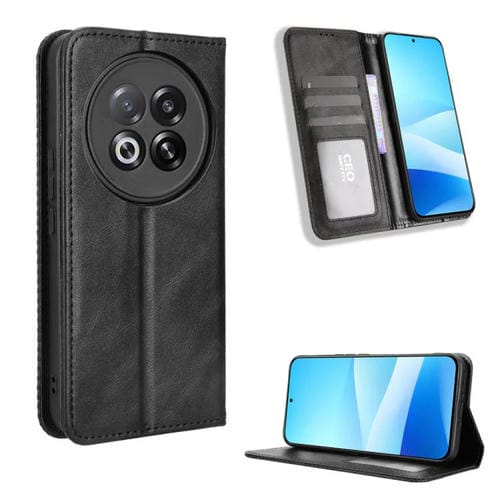 Funda de cuero con textura retro y hebilla magnética para Meizu Note 16 Pro 5G (negra)