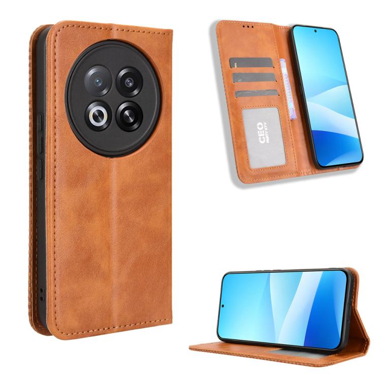 Funda de cuero con textura retro y hebilla magnética para Meizu Note 16 Pro 5G (marrón)