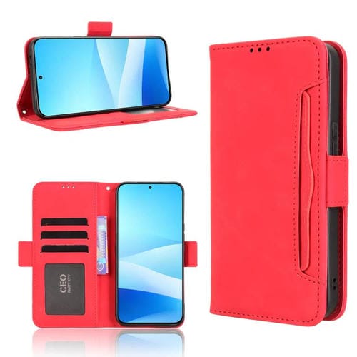 Funda de piel con textura de becerro y ranuras para tarjetas para Meizu Note 16 Pro 5G (roja)