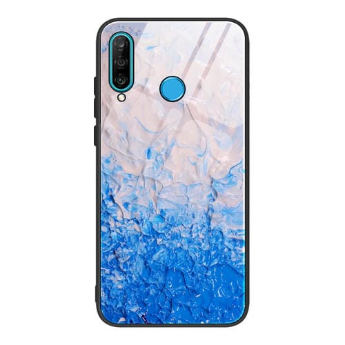Para Huawei P30 lite / nova 4e Funda protectora de vidrio con patrón de mármol (DL07)
